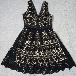 Alya Black Lace V-Neck Sleeveless Dress Size S